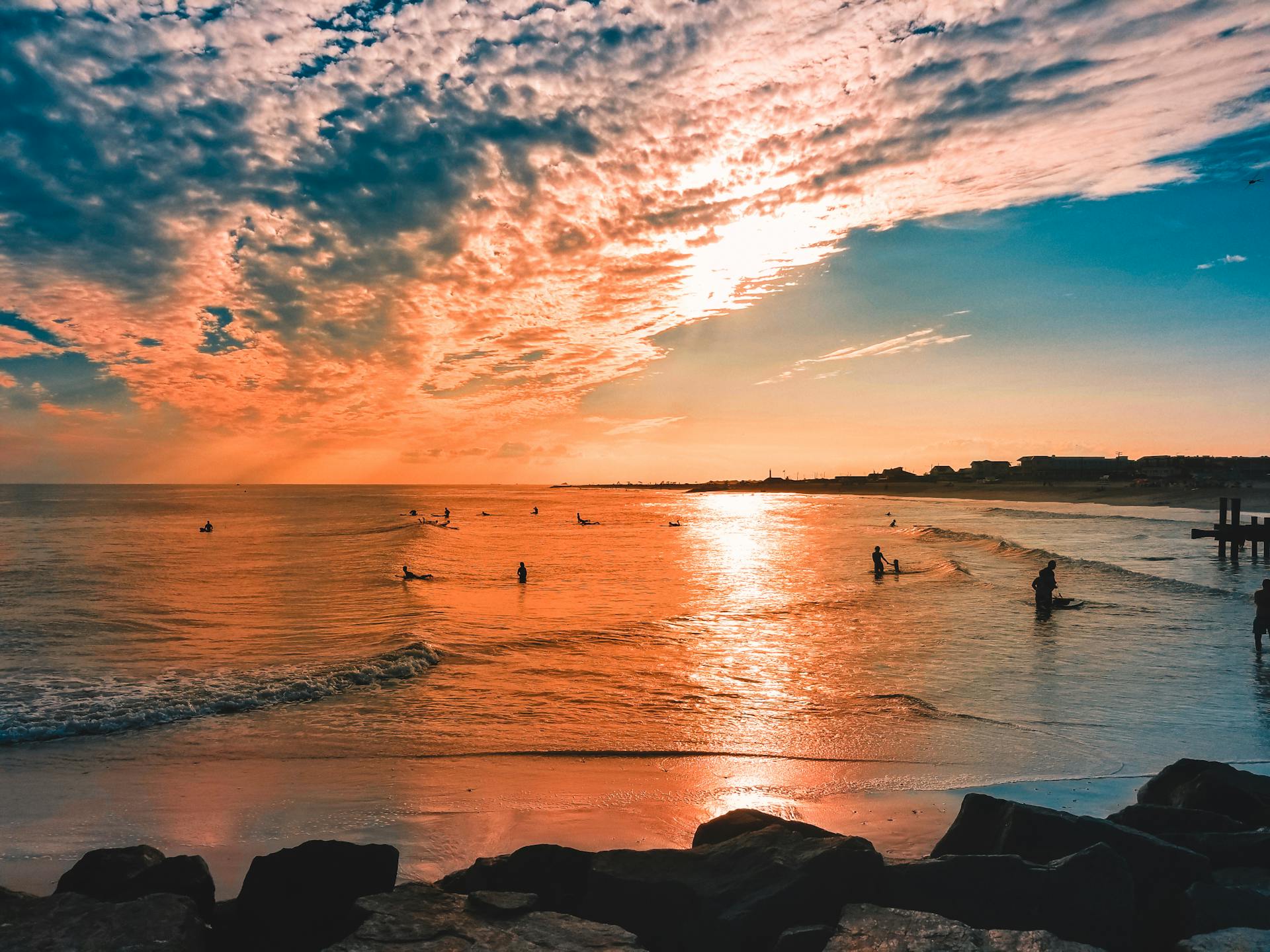 Sunset over Cape May beach New Jersey