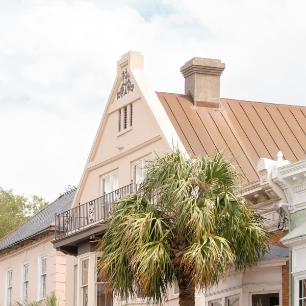 Charleston pastel buildings palm trees