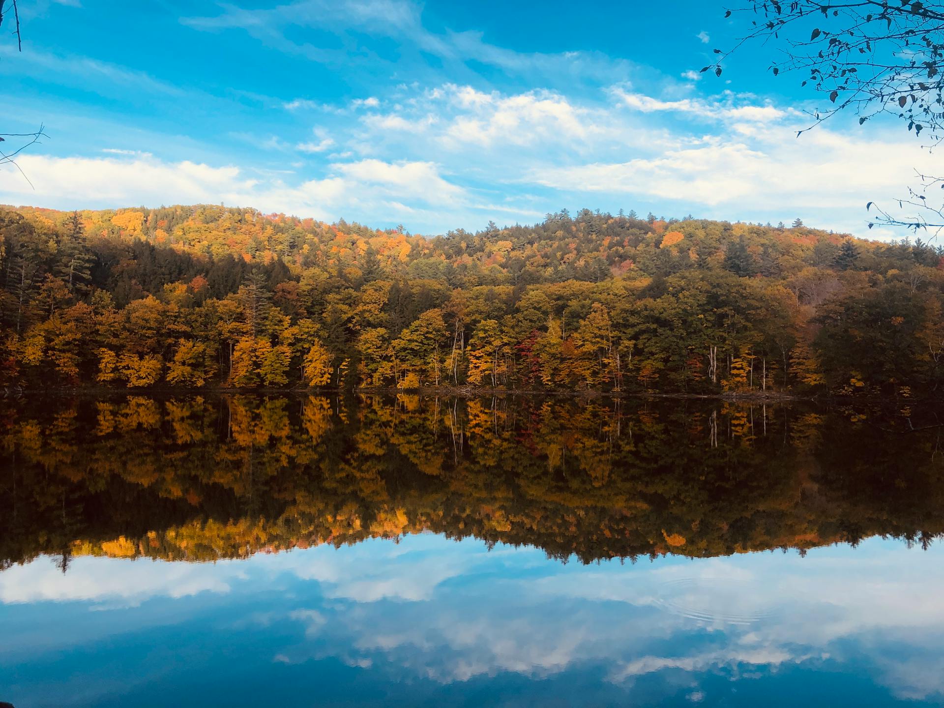 Vermont autumn lake reflection